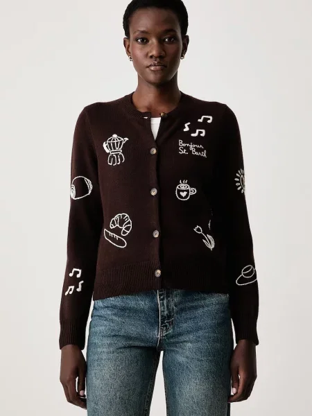Saint Barth cardigan pentru femei din lână maro
