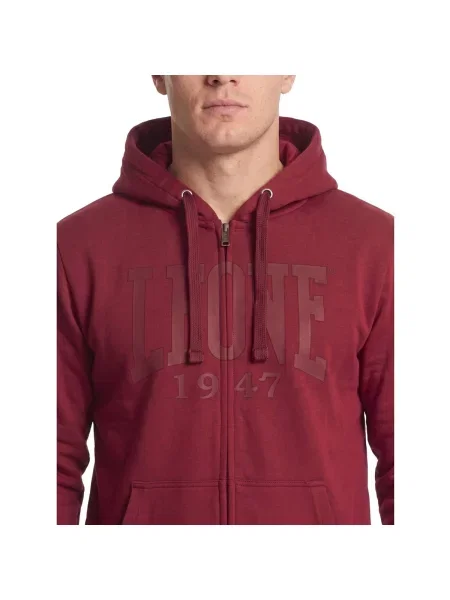 Mikina na zips Leone 1947 s autogramom červená