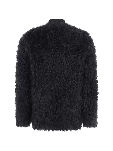 Lung tricou Drhope cu mâneci lungi din piele de oaie negru