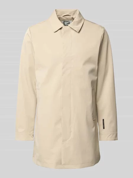 Płaszcz krótki z kołnierzem wykładanym i detalem z logo model EIDE' Casual Friday beżowy