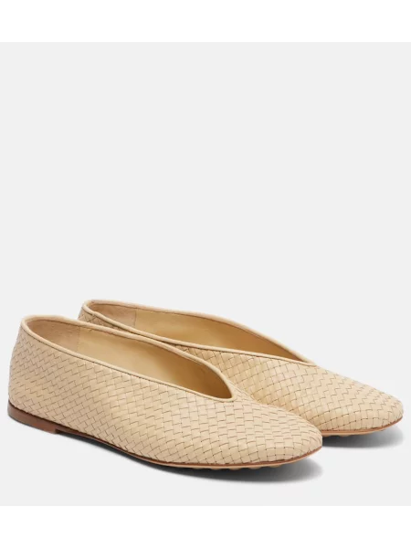 Balerini Bottega Veneta din piele bej