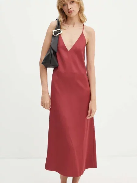 Stine Goya rochie midi evazati bordo