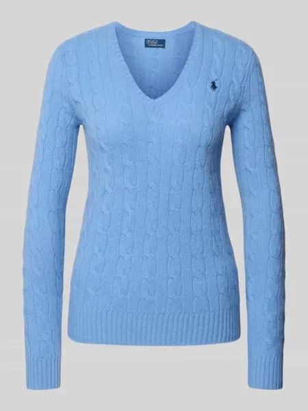Długa bluzka Polo Ralph Lauren z długim rękawem błękitna