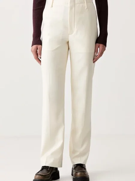 Kenzo pantaloni de costum pentru femei din lână bej