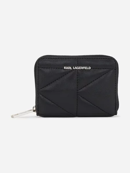 Кожен портфейл Karl Lagerfeld дамски черно