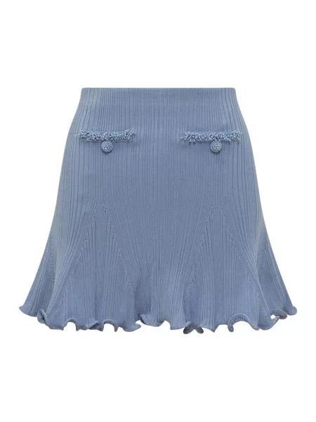 Dzianinowa mała spódnica mini Self-portrait z perełkami niebieska