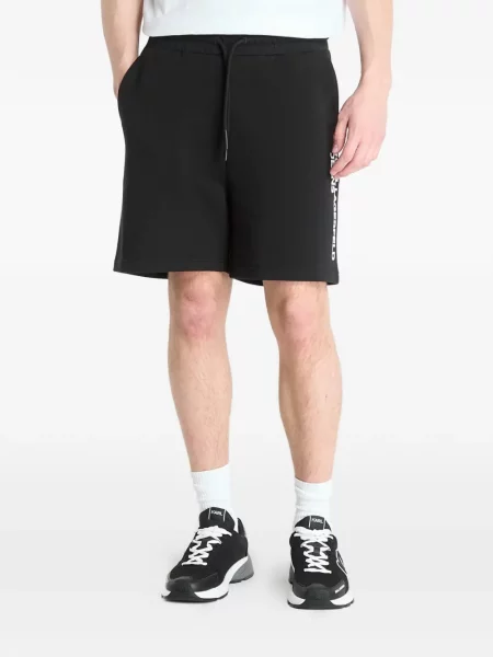 Pantaloni scurți din denim Karl Lagerfeld Jeans cu imagine cu cordon negru