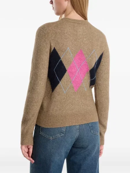 Cardigan Samsøe Samsøe cu model argyle maro