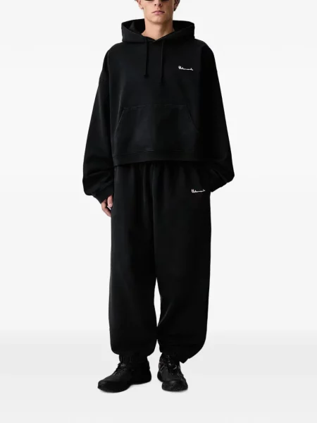 Подрязан суичър с качулка Vetements бродиран черно
