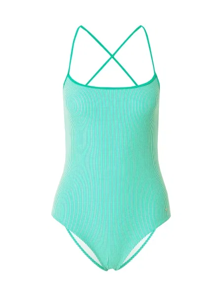 Plavky jednodielne dámske Tommy Hilfiger Straight Neck Print ithaca olimpic green zelená