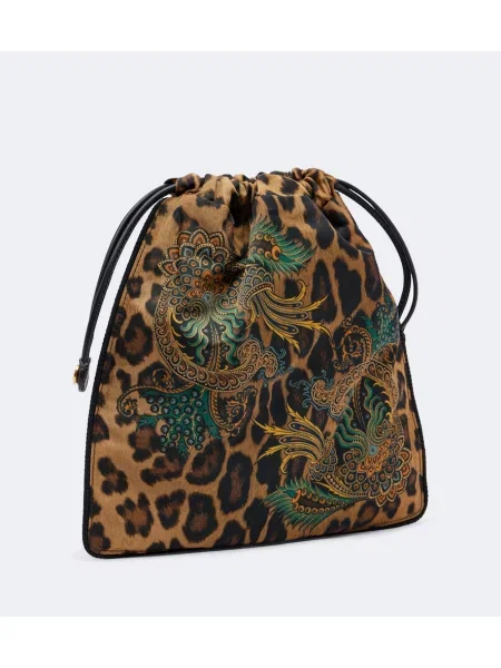 Geantă Etro cu imagine cu model leopard maro