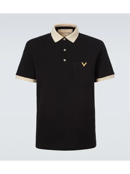 Tricou polo Valentino din jerseu negru