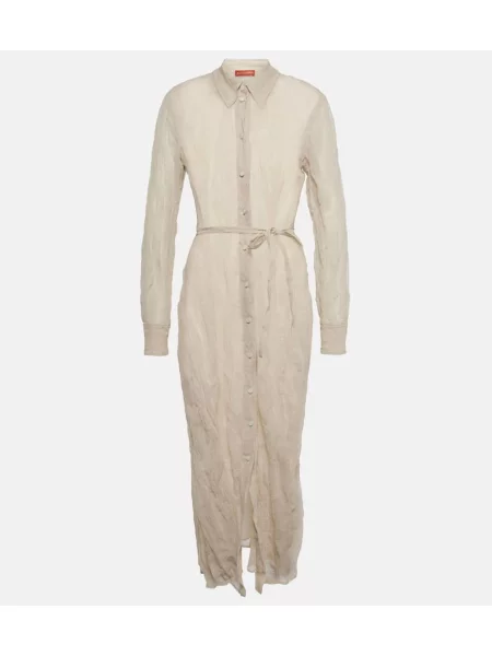 Rochie tip cămașă Altuzarra de mătase de costum bej