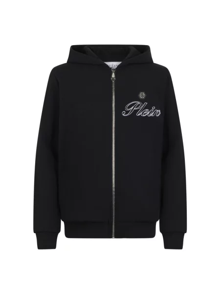 Haftowana bluza z kapturem Philipp Plein z kapturem czarna