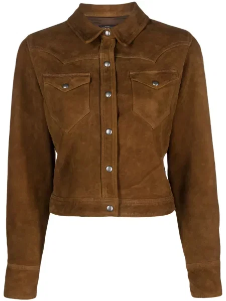 Geacă Ralph Lauren Rrl din piele de căprioară maro