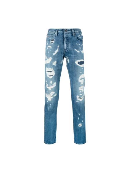 Jeansy straight leg Emporio Armani niebieskie