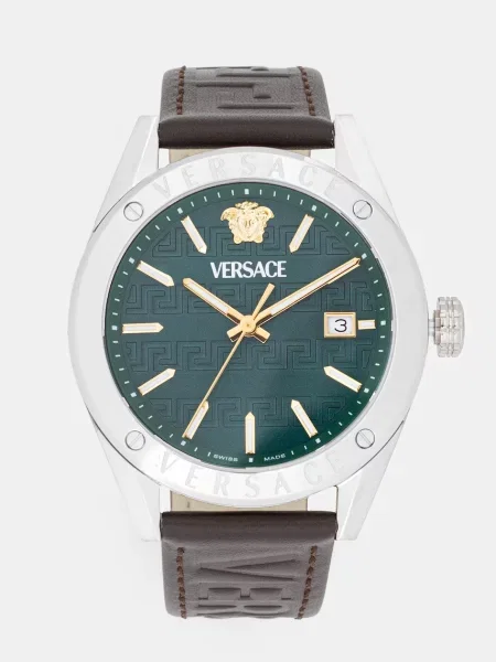 Versace zegarek srebrny brązowy