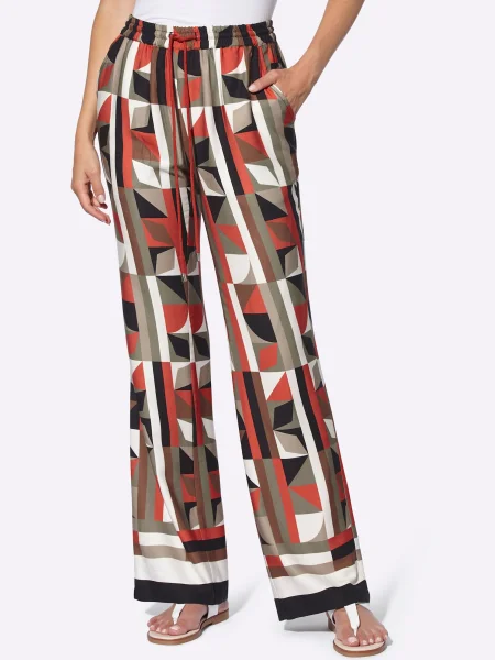 Heine Pantaloni pământiu / roșu orange / negru alb