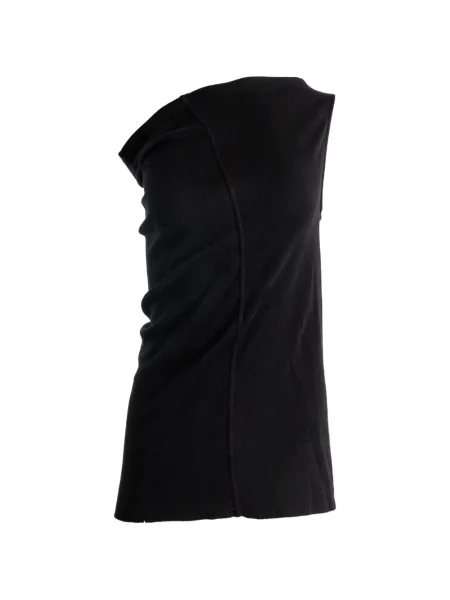Τοπ Rick Owens ντραπέ με έναν ώμο μαύρο