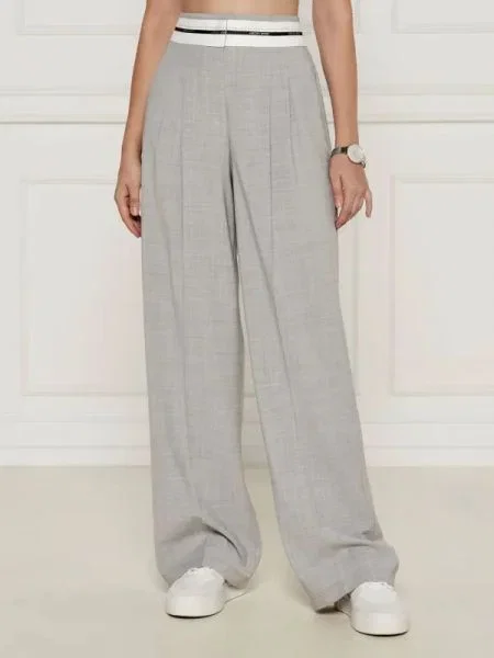 Marc Cain Pantaloni | flare fit cu adaos de lână gri