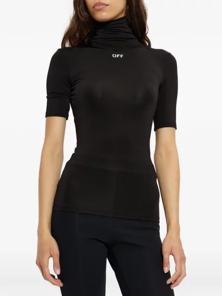 Top Off-white cu broderie alb