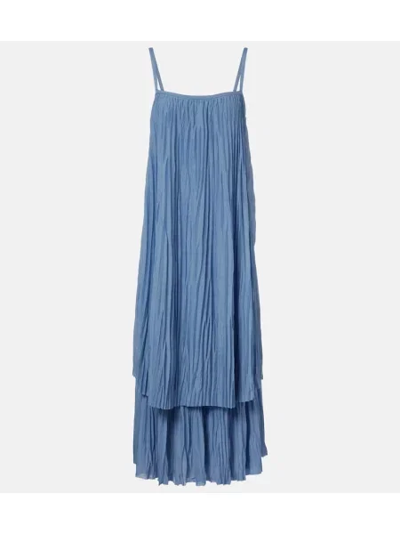 Rochie maxi Proenza Schouler din jerseu plisată de costum albastru