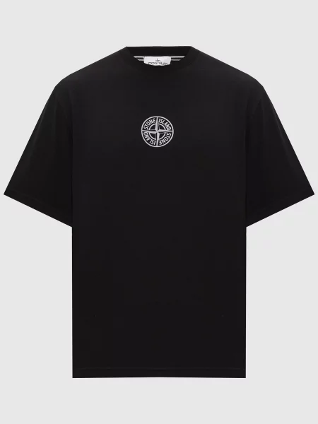 Футболка з принтом Low Infos Stone Island чорна