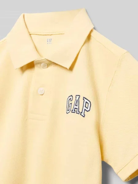 Koszulka polo z logo i listwą guzikową Gap żółta