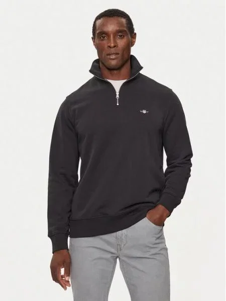 Gant Mikina Reg Shield Half Sweat černá