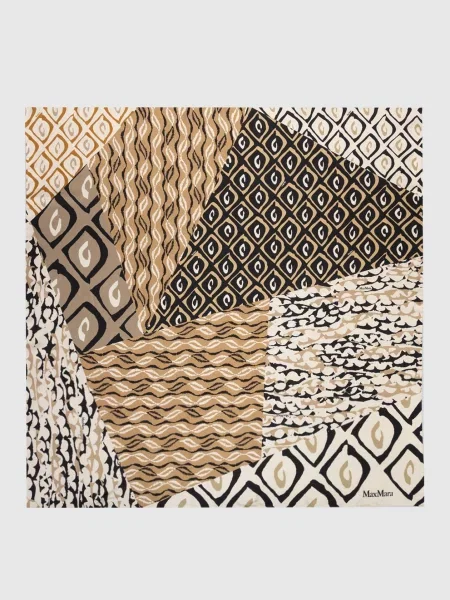 Хустка CARRE із шовку в брендовий принт Max Mara бежева