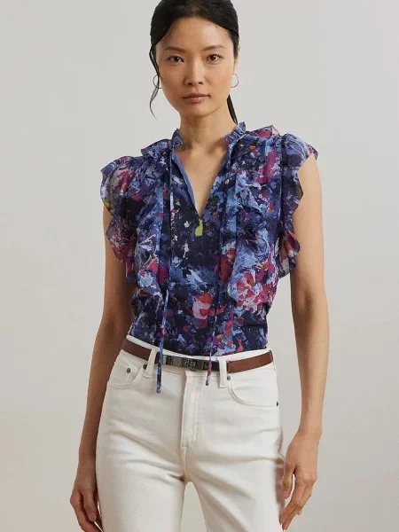 Блуза Lauren Ralph Lauren дамска с десен синьо