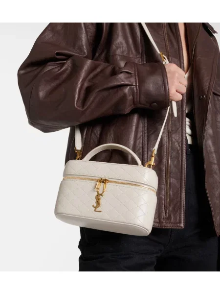 Geanta de piele Saint Laurent din piele alb