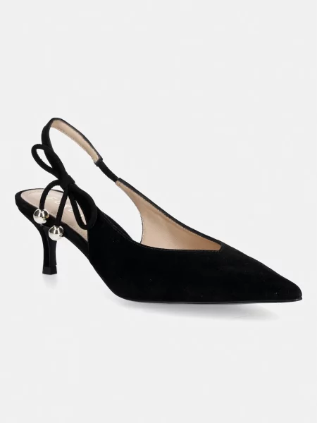 Furla pantofi cu stiletto din piele întoarsă Poppy negru