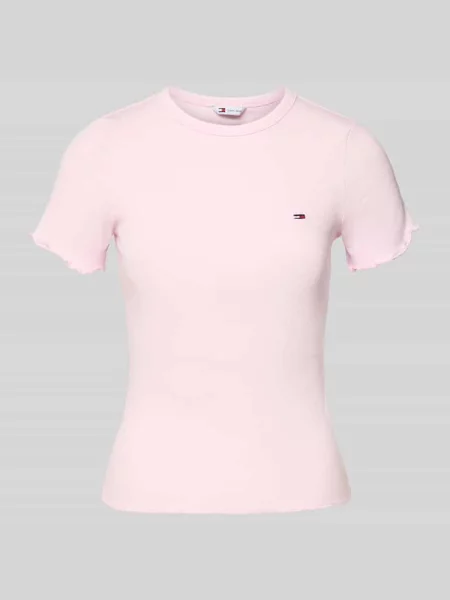 T-shirt o kroju slim fit z mieszanki bawełny Tommy Jeans różowa