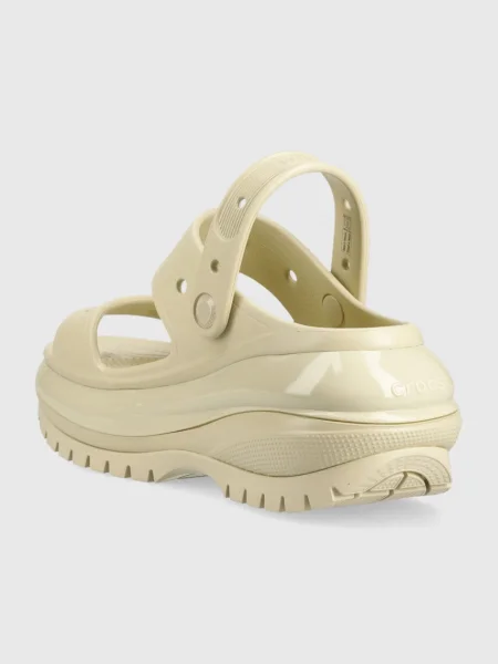 Pantofle Crocs Classic Mega Crush Sandal na platformě béžová