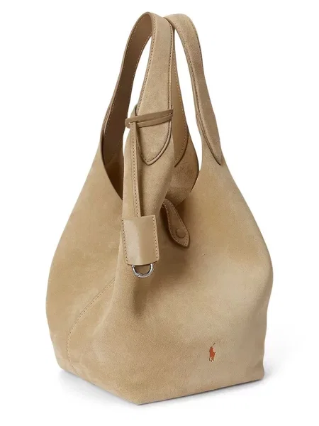 Shopperka Polo Ralph Lauren zamszowa beżowa
