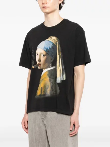 Tricou Melt cu imagine cu decolteu rotund negru