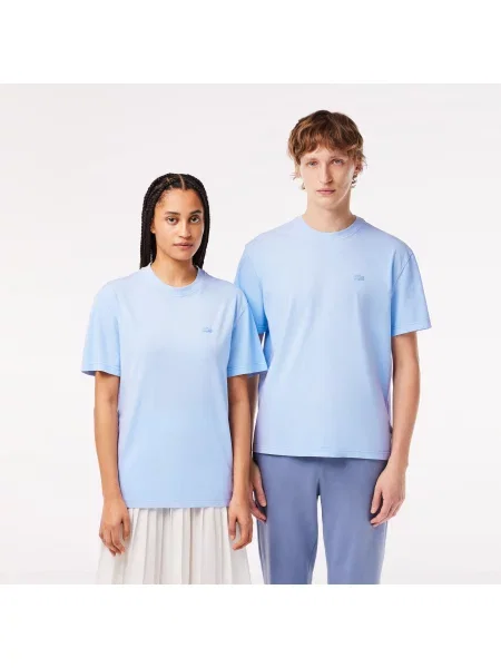Lacoste Koszulka Natural Dyed Jersey niebieska