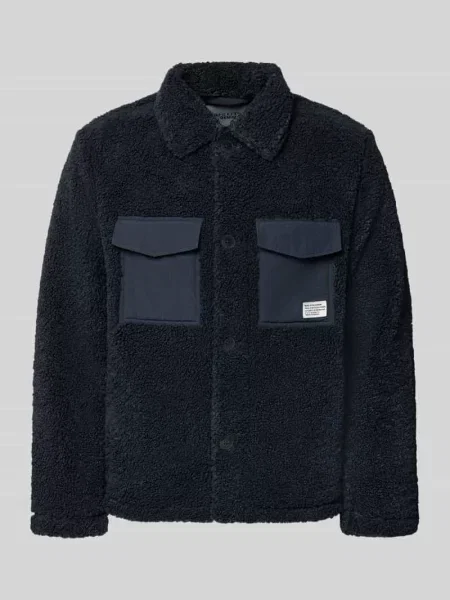Kurtka koszulowa o kroju regular fit z z wypustką na piersi Marc O'polo Denim granatowa