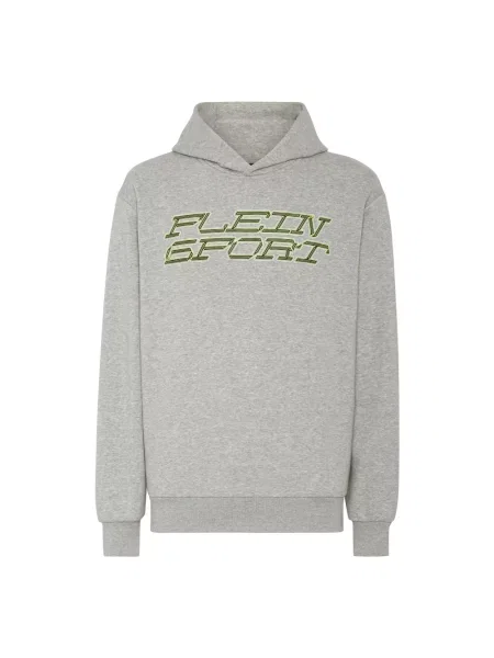 Bluza z kapturem Plein Sport z kapturem w tygrysie prążki szara