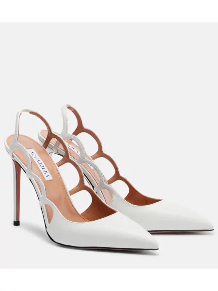 Pantofi cu toc Aquazzura din piele slingback alb