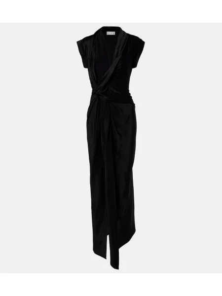 Rochie midi Victoria Beckham drapată până la genunchi de costum negru