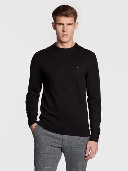Tommy Hilfiger Pulover Pima Regular Fit negru