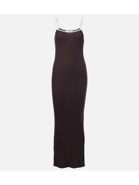 Rochie Aya Muse din jerseu de costum maro