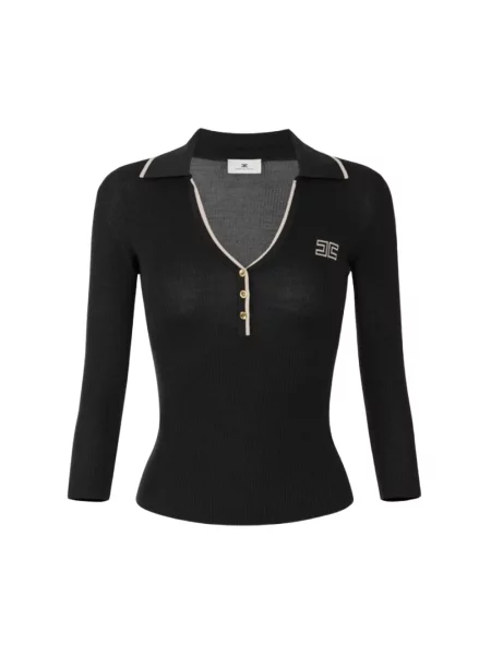 Sweter Elisabetta Franchi wełniany czarny