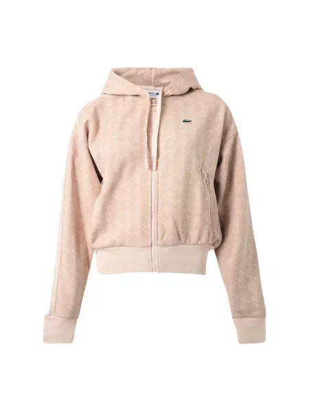 Bluza z kapturem Lacoste z kapturem żakardowa różowa