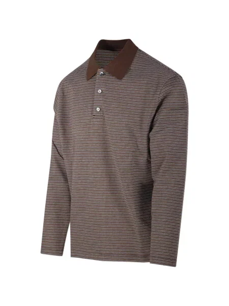 Lung tricou polo Coor cu dungi maro