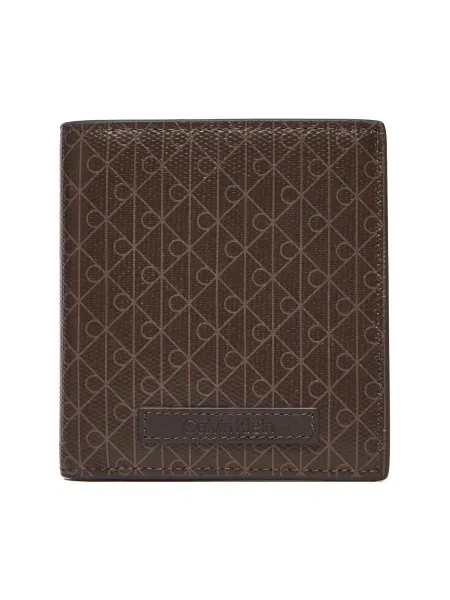 Calvin Klein Голям дамски портфейл Coated Ns Slim Billfold кафяв