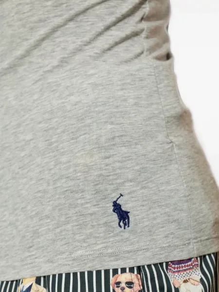 Къс топ Polo Ralph Lauren бродиран на райета сиво