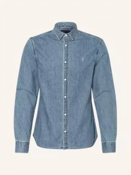 Allsaints Džínová Košile Gleason Úzký Střih modrá